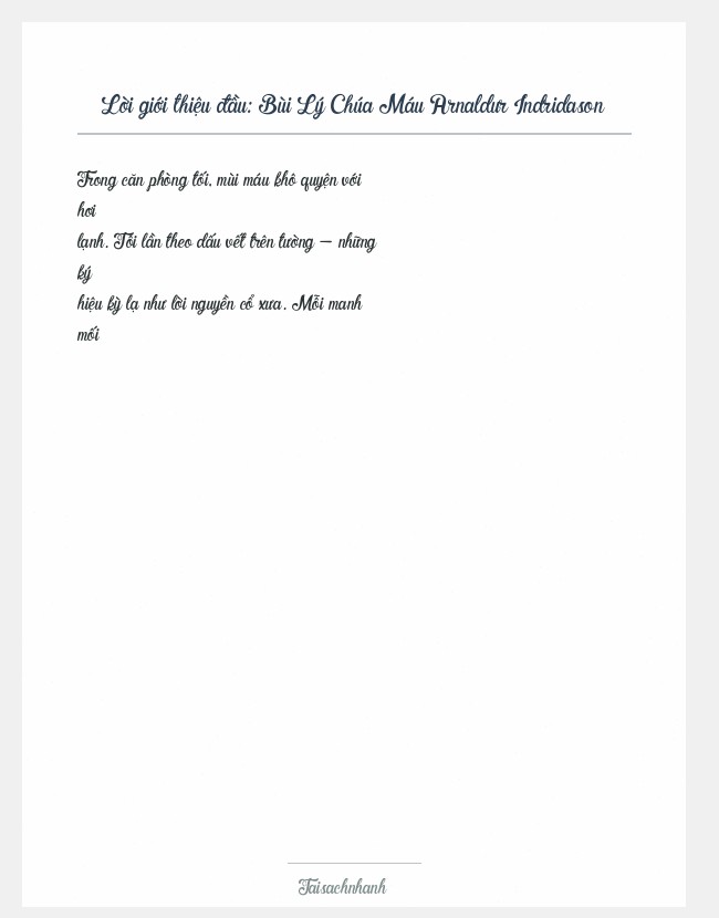 Trích đoạn Bùi Lý Chúa Máu Arnaldur Indridason