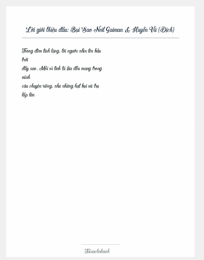 Trích đoạn Bụi Sao Neil Gaiman & Huyền Vũ (Dịch)