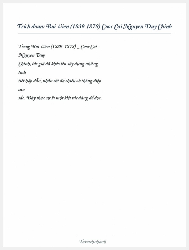 Trích đoạn Bui Vien (1839 1878) Cuoc Cai Nguyen Duy Chinh