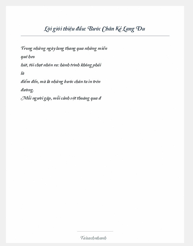 Trích đoạn Bước Chân Kẻ Lang Du