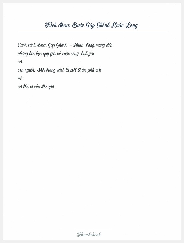 Trích đoạn Bước Gập Ghềnh Huấn Long