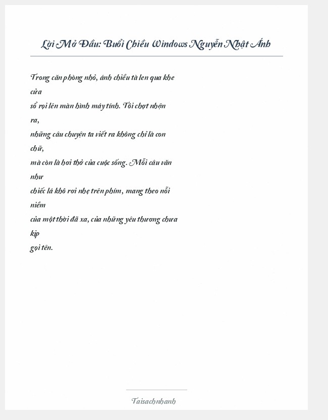 Trích đoạn Buổi Chiều Windows Nguyễn Nhật Ánh
