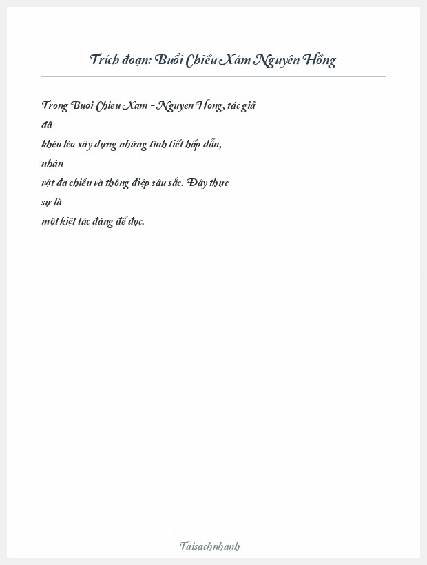 Trích đoạn Buổi Chiều Xám Nguyên Hồng