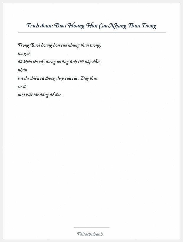 Trích đoạn Buoi Hoang Hon Cua Nhung Than Tuong