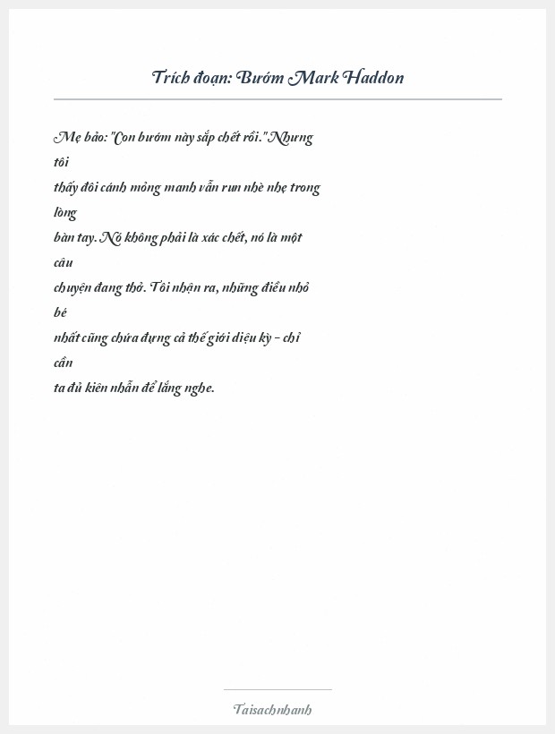 Trích đoạn Bướm Mark Haddon