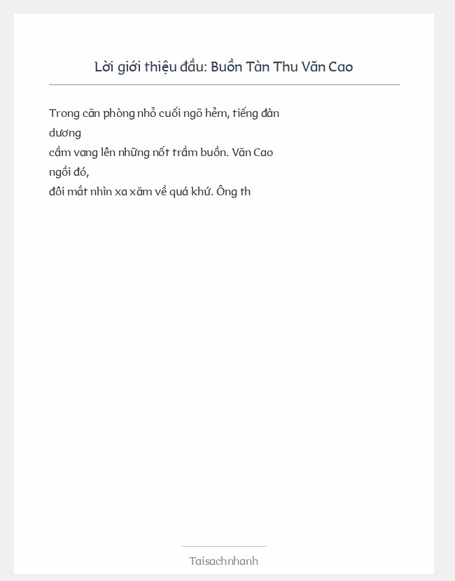 Trích đoạn Buồn Tàn Thu Văn Cao