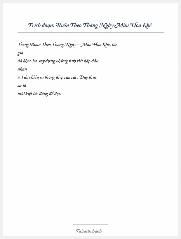 Trích đoạn Buồn Theo Tháng Ngày Màu Hoa Khế