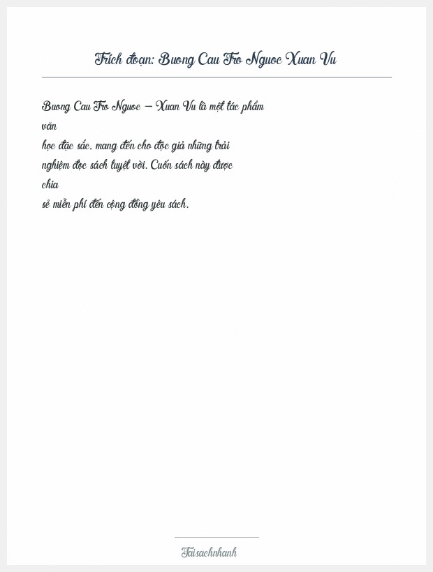 Trích đoạn Buong Cau Tro Nguoc Xuan Vu