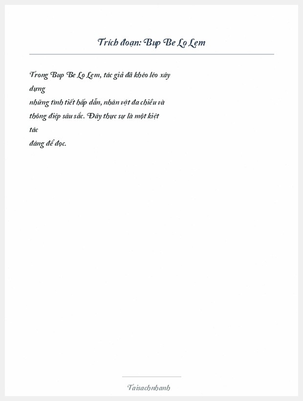 Trích đoạn Bup Be Lo Lem