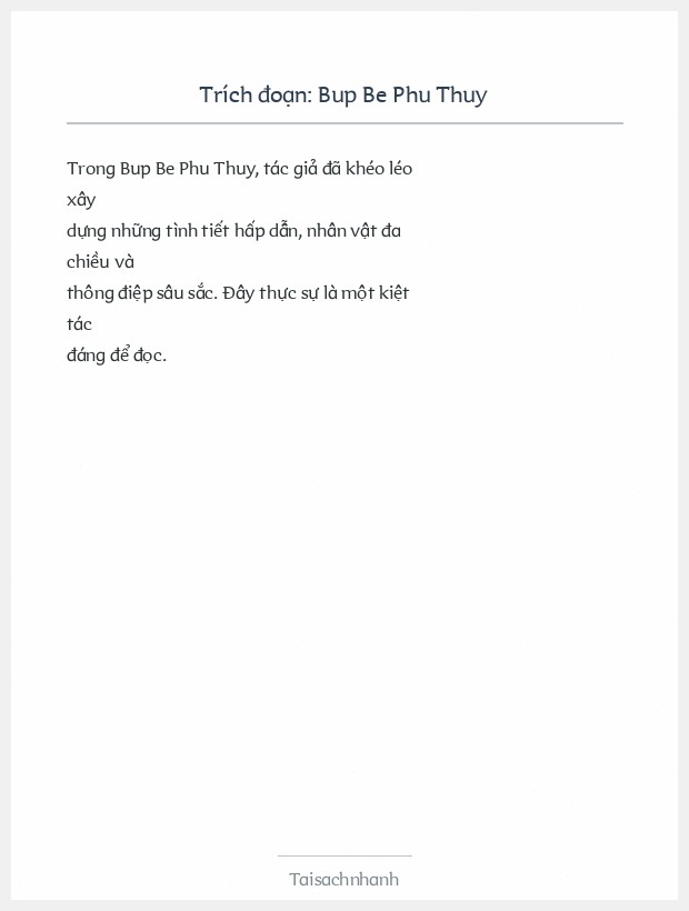 Trích đoạn Bup Be Phu Thuy