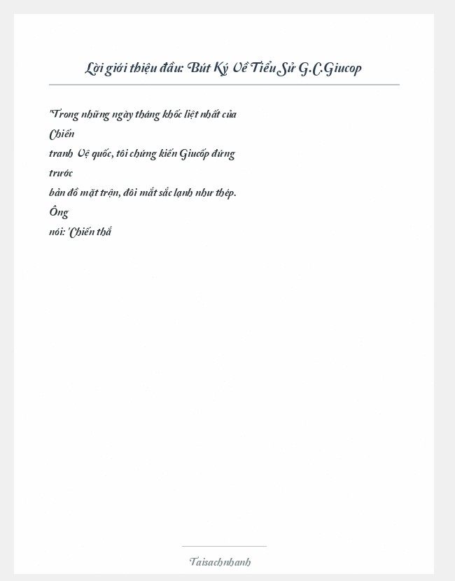 Trích đoạn Bút Ký Về Tiểu Sử G.C.Giucop