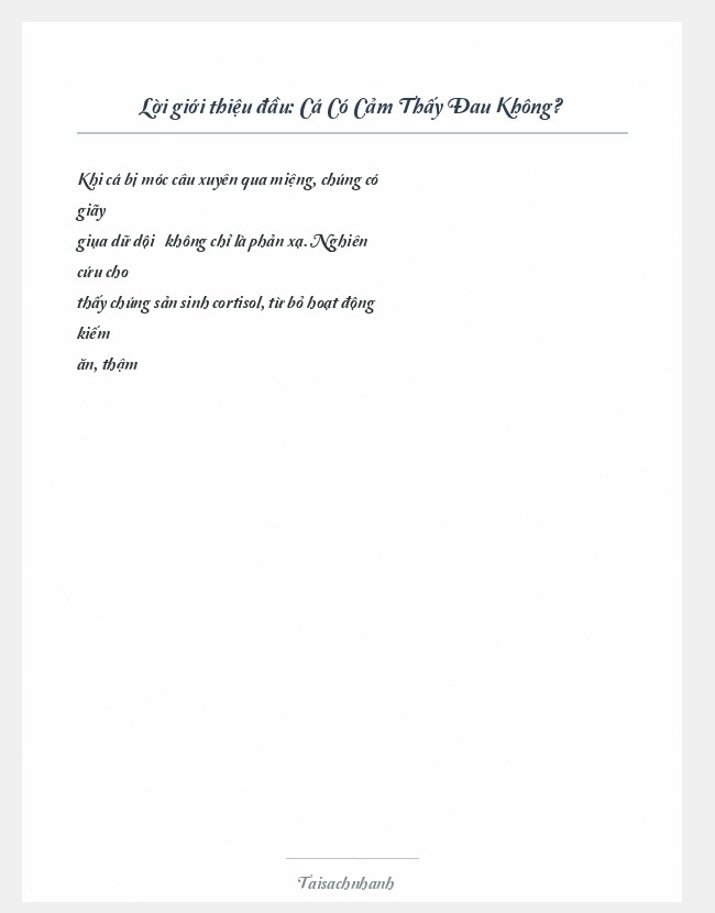 Trích đoạn Cá Có Cảm Thấy Đau Không?