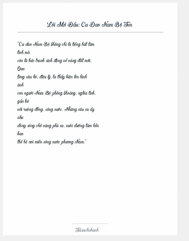 Trích đoạn Ca Dao Nam Bộ Tvn