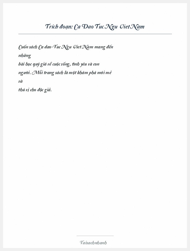Trích đoạn Ca Dao Tuc Ngu Viet Nam