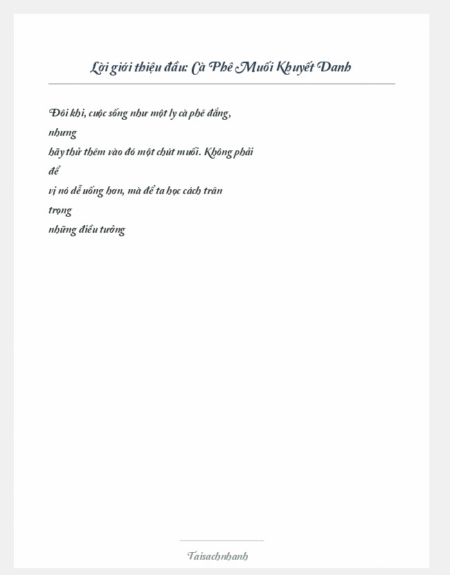 Trích đoạn Cà Phê Muối Khuyết Danh