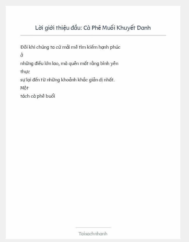 Trích đoạn Cà Phê Muối Khuyết Danh