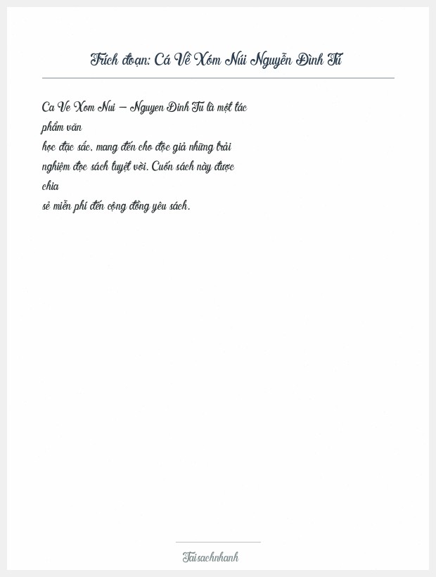 Trích đoạn Cá Về Xóm Núi Nguyễn Đình Tú