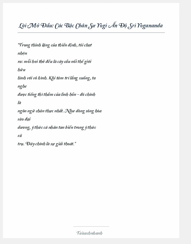 Trích đoạn Các Bậc Chân Sư Yogi Ấn Độ Sri Yogananda