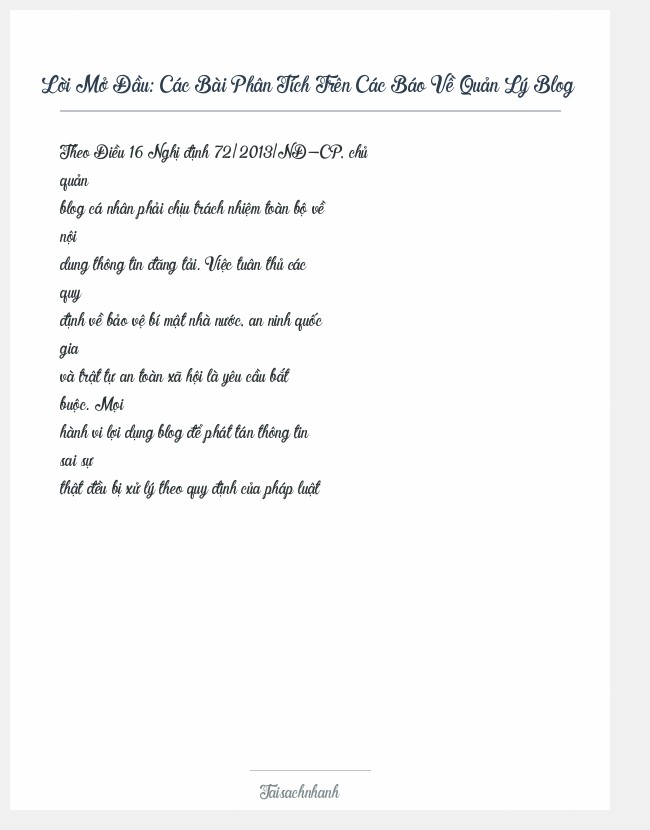 Trích đoạn Các Bài Phân Tích Trên Các Báo Về Quản Lý Blog
