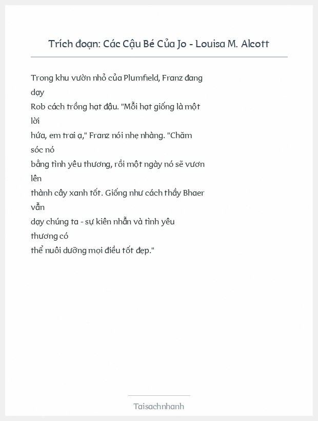 Trích đoạn Các Cậu Bé Của Jo - Louisa M. Alcott