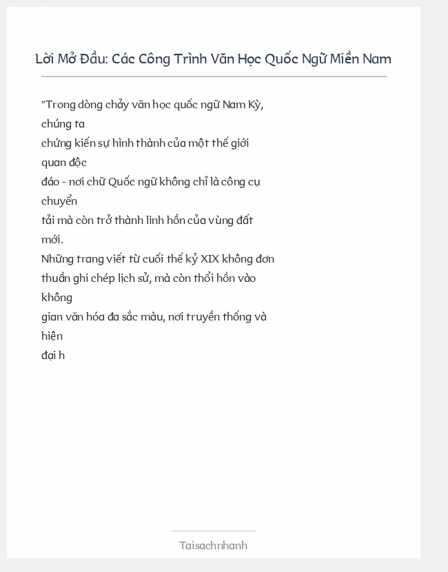 Trích đoạn Các Công Trình Văn Học Quốc Ngữ Miền Nam