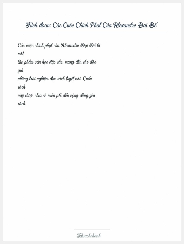 Trích đoạn Các Cuộc Chinh Phạt Của Alexandre Đại Đế