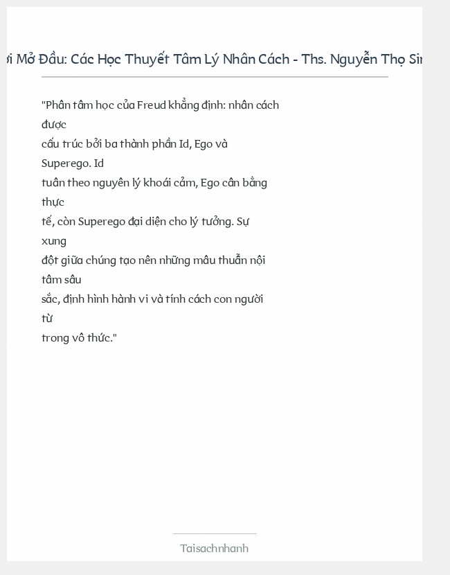 Trích đoạn Các Học Thuyết Tâm Lý Nhân Cách - Ths. Nguyễn Thọ Sinh