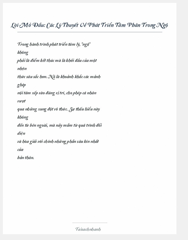 Trích đoạn Các Lý Thuyết Về Phát Triển Tâm Phân Trong Ngộ