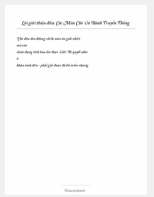 Trích đoạn Các Món Chè Và Bánh Truyền Thống