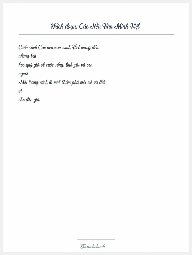 Trích đoạn Các Nền Văn Minh Việt