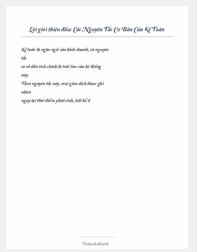 Trích đoạn Các Nguyên Tắc Cơ Bản Của Kế Toán