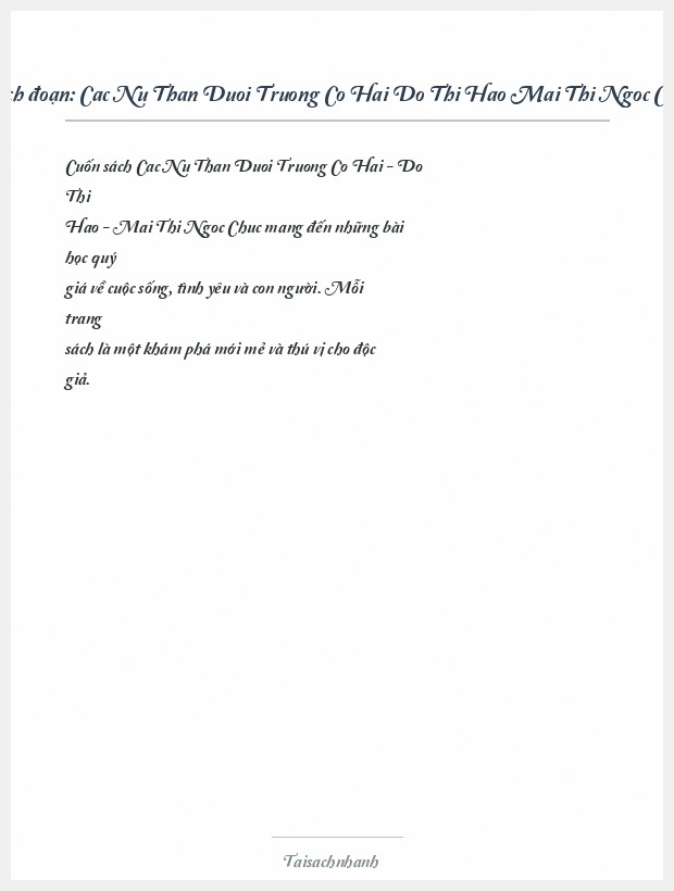 Trích đoạn Cac Nu Than Duoi Truong Co Hai Do Thi Hao Mai Thi Ngoc Chuc