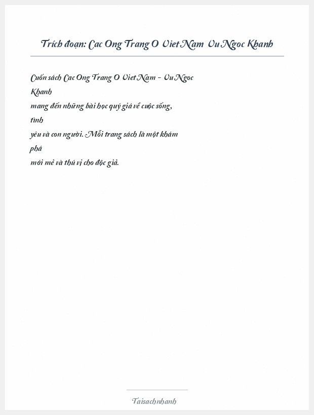 Trích đoạn Cac Ong Trang O Viet Nam Vu Ngoc Khanh