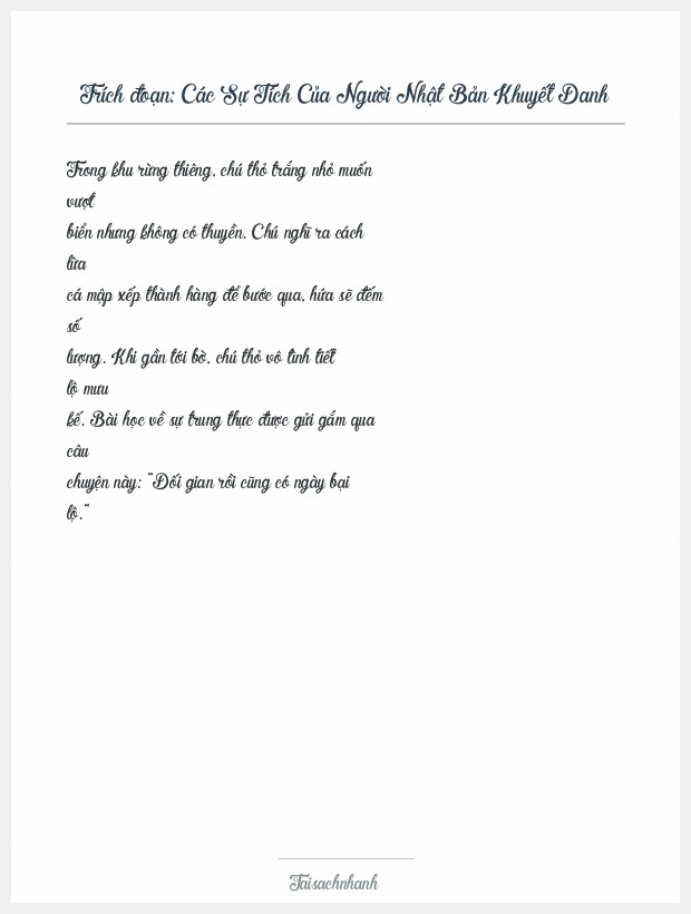 Trích đoạn Các Sự Tích Của Người Nhật Bản Khuyết Danh