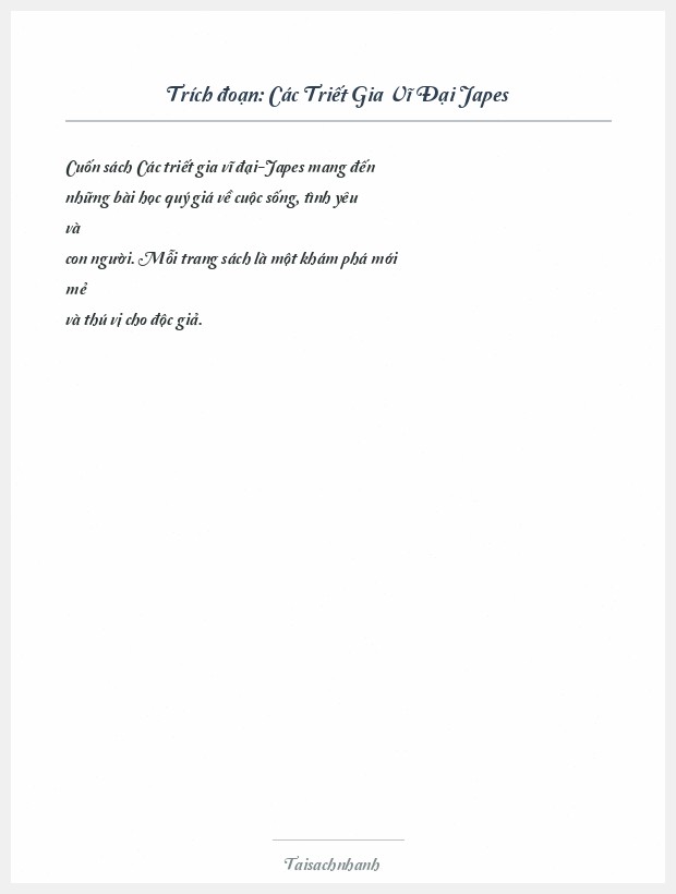 Trích đoạn Các Triết Gia Vĩ Đại Japes