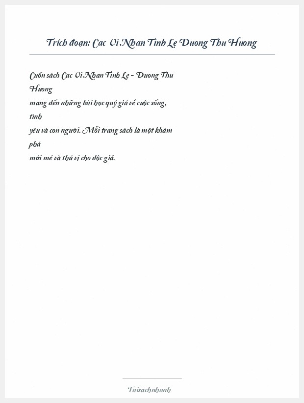 Trích đoạn Cac Vi Nhan Tinh Le Duong Thu Huong