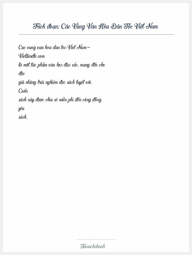 Trích đoạn Các Vùng Văn Hóa Dân Tộc Việt Nam
