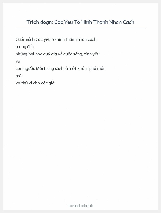 Trích đoạn Cac Yeu To Hinh Thanh Nhan Cach