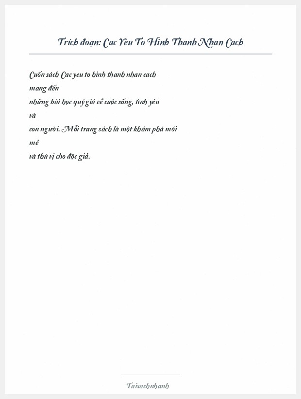 Trích đoạn Cac Yeu To Hinh Thanh Nhan Cach