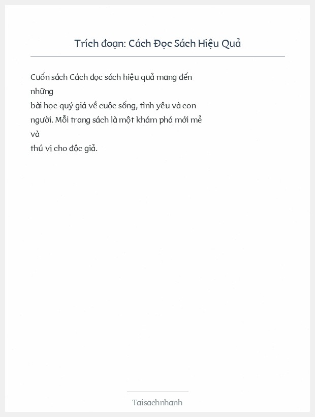 Trích đoạn Cách Đọc Sách Hiệu Quả