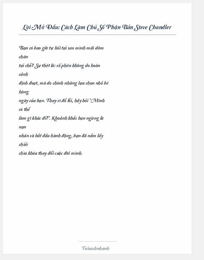 Trích đoạn Cách Làm Chủ Số Phận Bản Steve Chandler