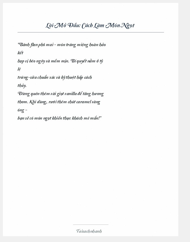 Trích đoạn Cách Làm Món Ngọt