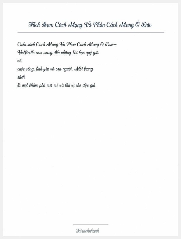 Trích đoạn Cách Mạng Và Phản Cách Mạng Ở Đức