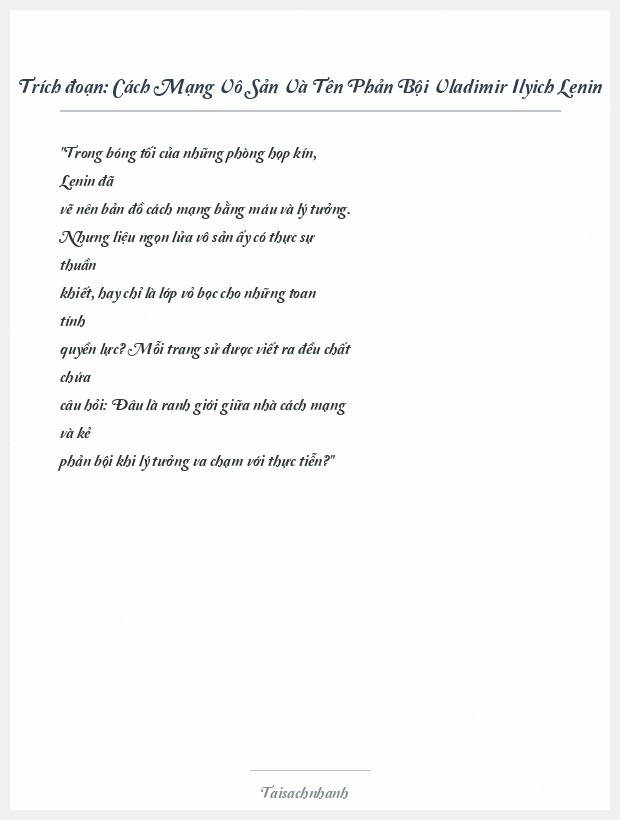 Trích đoạn Cách Mạng Vô Sản Và Tên Phản Bội Vladimir Ilyich Lenin
