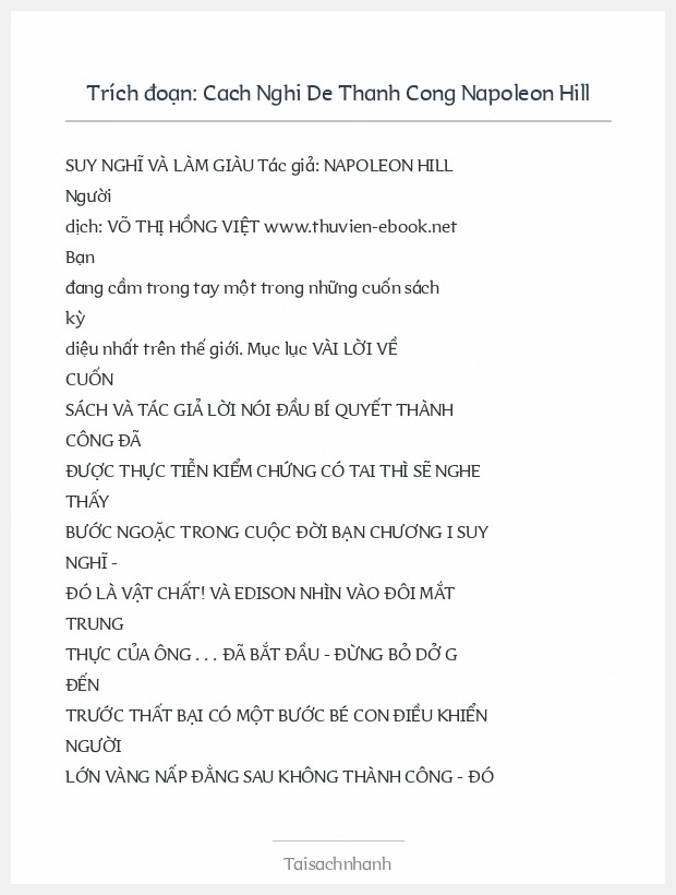 Trích đoạn Cach Nghi De Thanh Cong Napoleon Hill