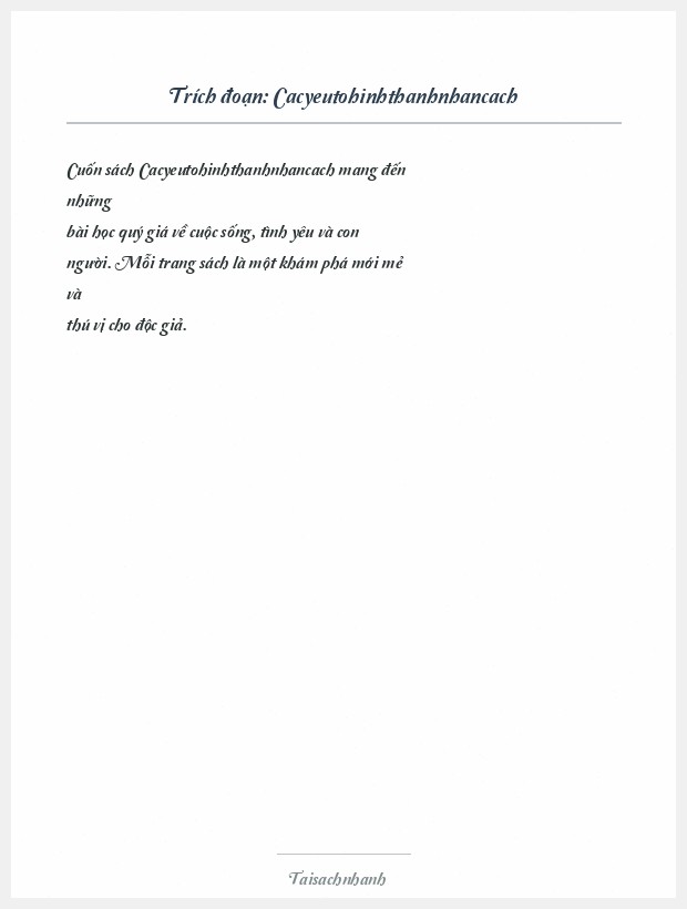 Trích đoạn Cacyeutohinhthanhnhancach