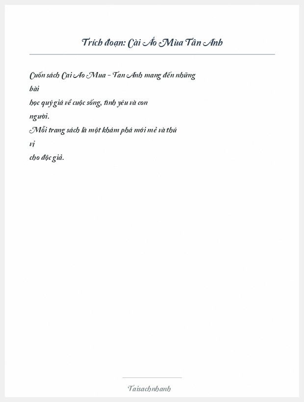 Trích đoạn Cài Áo Mùa Tân Anh