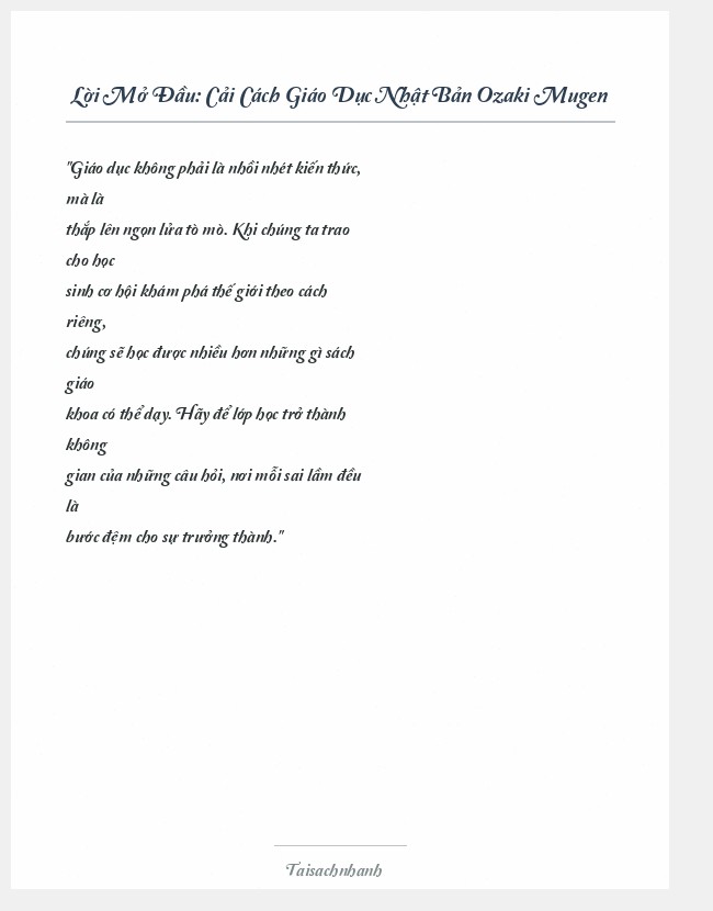 Trích đoạn Cải Cách Giáo Dục Nhật Bản Ozaki Mugen
