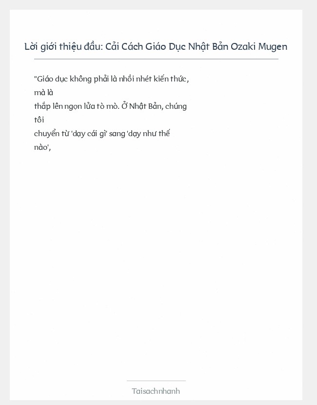 Trích đoạn Cải Cách Giáo Dục Nhật Bản Ozaki Mugen