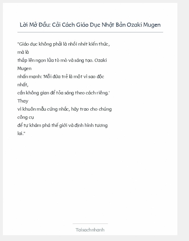 Trích đoạn Cải Cách Giáo Dục Nhật Bản Ozaki Mugen